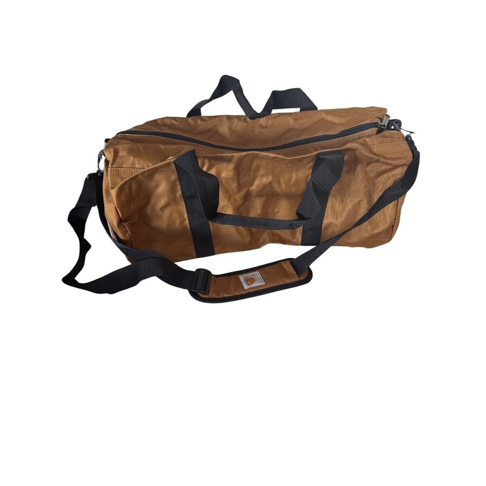 Carhartt Duffel Bag Brown Durable Water-Resistant Nylon Adjustable Strap Packabl - Picture 3 of 10